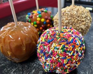 assorted gourmet caramel apples