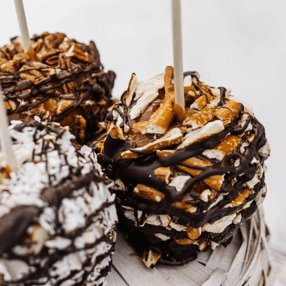 Gourmet Caramel Apples in a Winter Setting