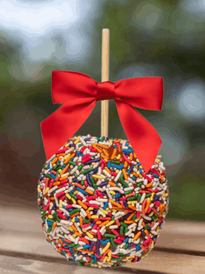 Gourmet Caramel Apple covered in sprinkles